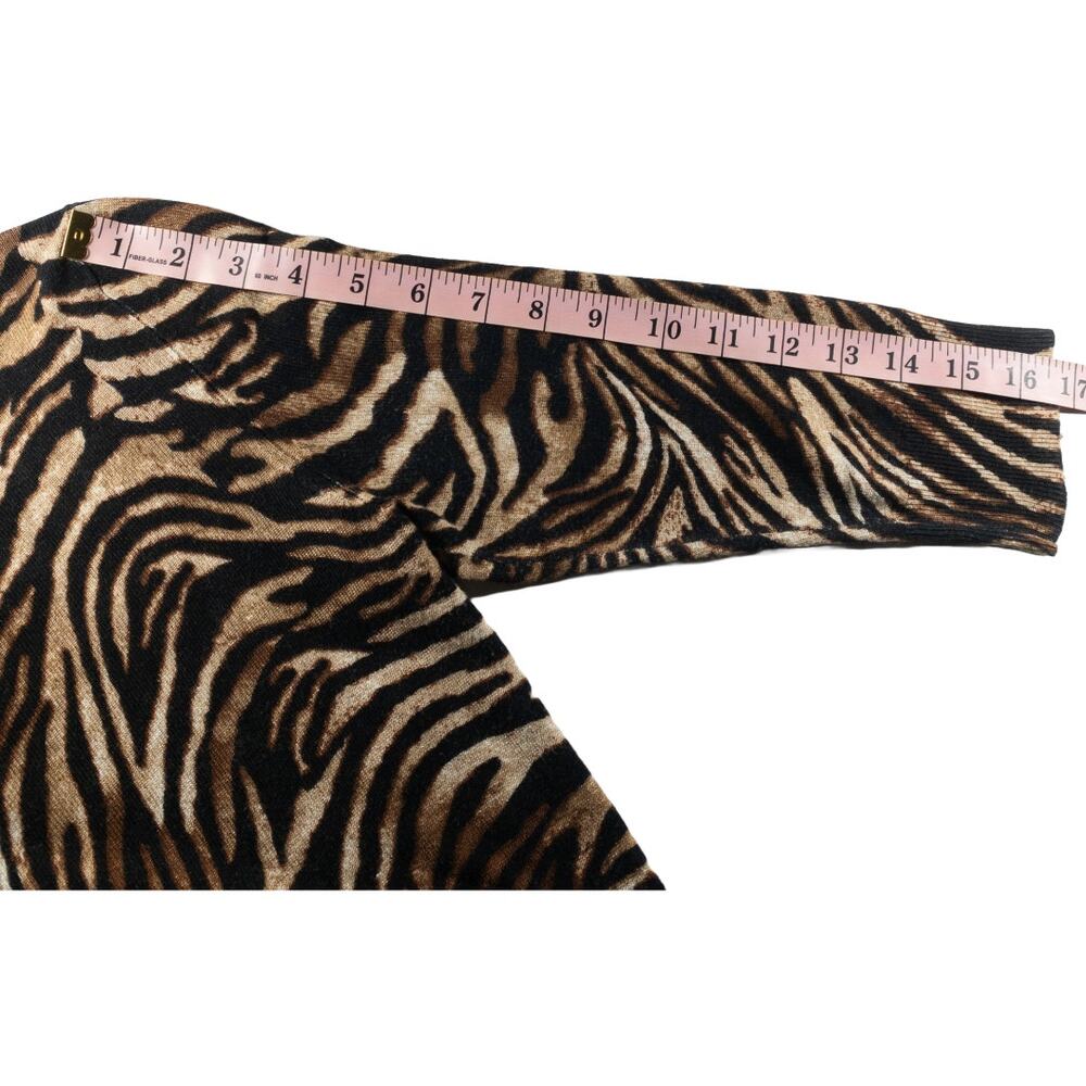 WHBM Womens Zebra Print Cardigan Small Brown Black Snap Button - Picture 13 of 13